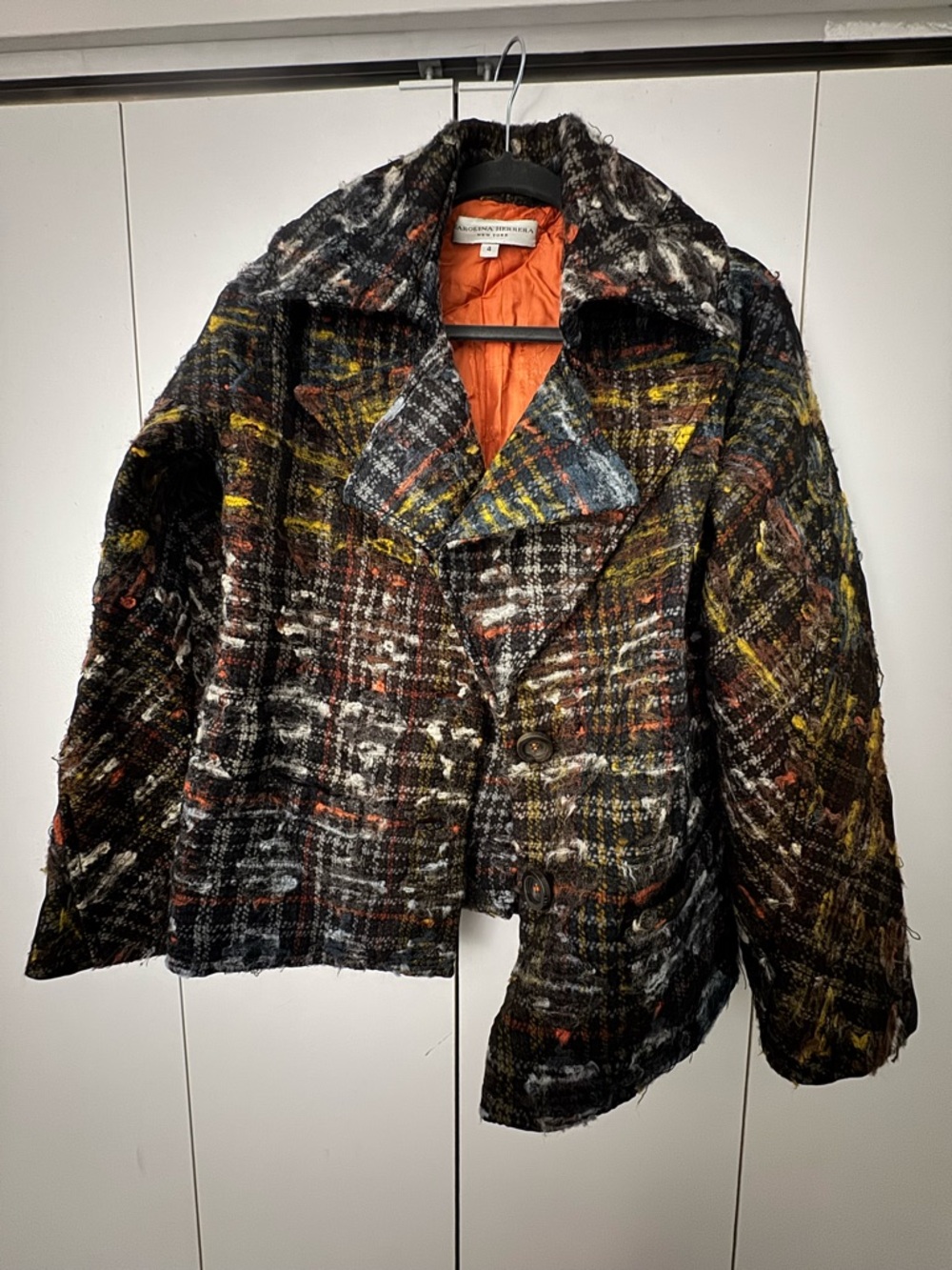 Carolina Herrera Multicolor Plaid Wool Blend Women's Jacket